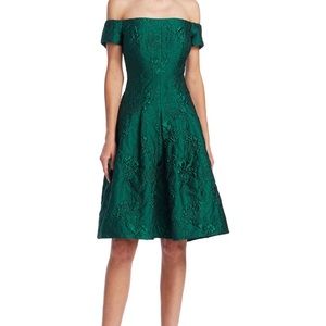 Teri Jon Rickie Freeman Green Off Shoulder Dress